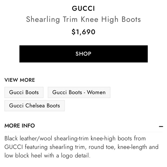 Gucci Shearling Trim Knee High Black Boots 39 ❤️💚 - Picture 16 of 16
